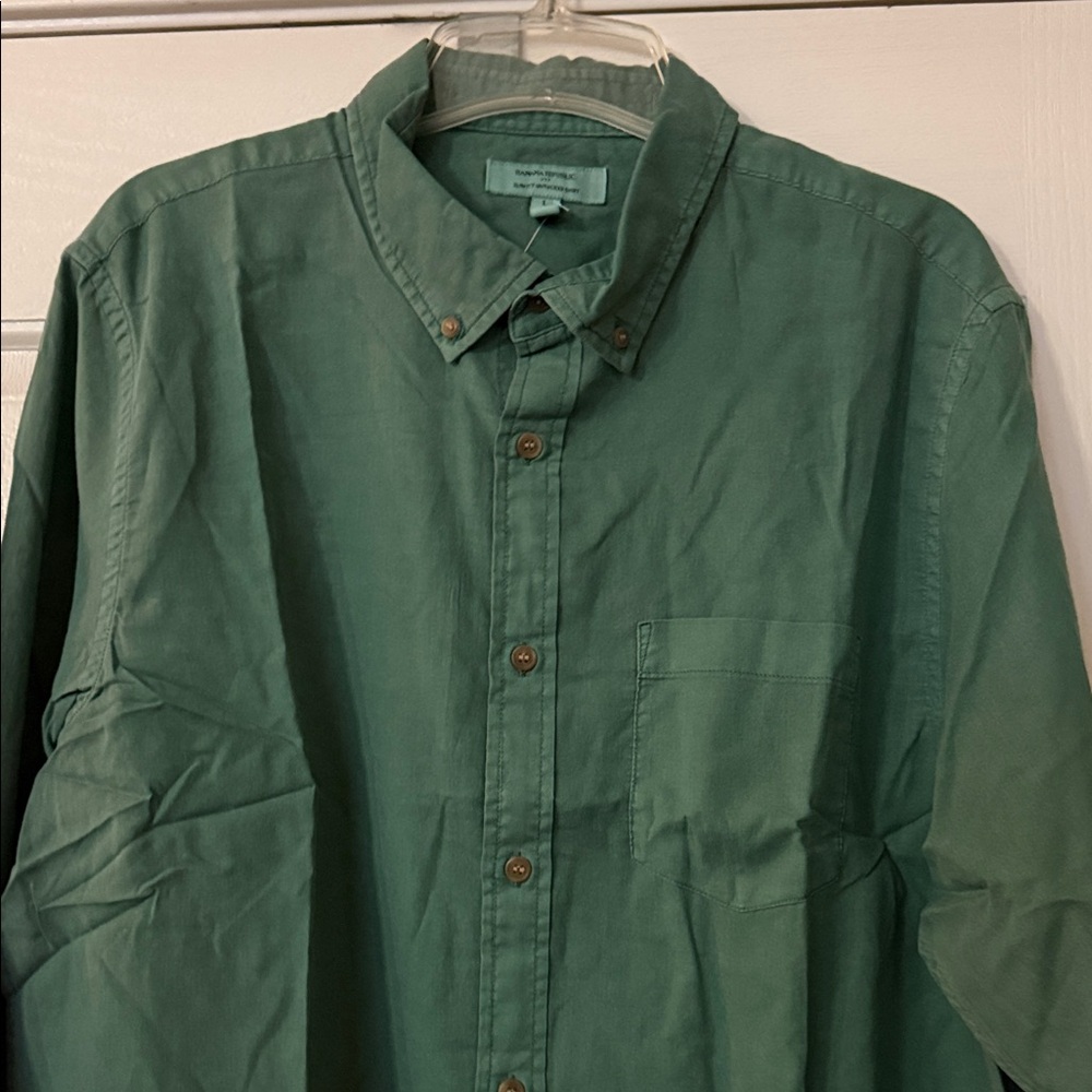 Men's Green Button-Up Banana Republic Shirt Large Tall - Picture 3 of 7